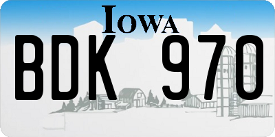 IA license plate BDK970