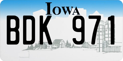 IA license plate BDK971