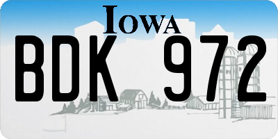 IA license plate BDK972