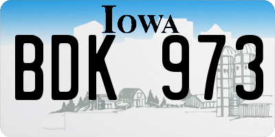 IA license plate BDK973