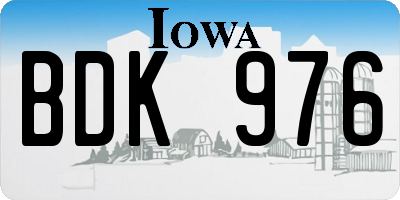 IA license plate BDK976