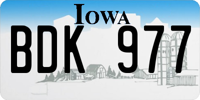 IA license plate BDK977