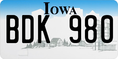 IA license plate BDK980