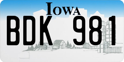 IA license plate BDK981