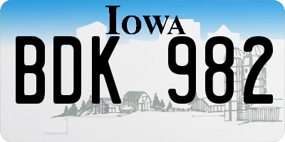 IA license plate BDK982