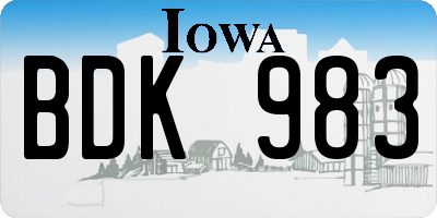 IA license plate BDK983