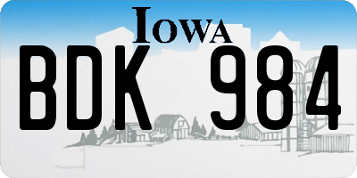 IA license plate BDK984