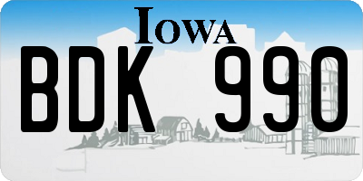 IA license plate BDK990