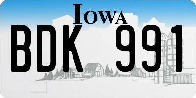 IA license plate BDK991