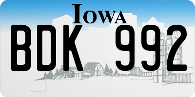 IA license plate BDK992