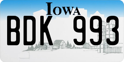 IA license plate BDK993