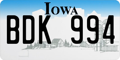 IA license plate BDK994