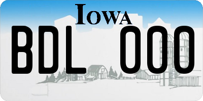 IA license plate BDL000