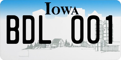 IA license plate BDL001
