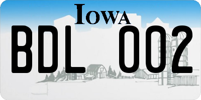 IA license plate BDL002