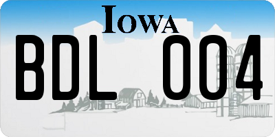 IA license plate BDL004