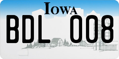 IA license plate BDL008