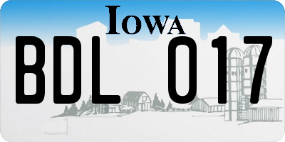 IA license plate BDL017