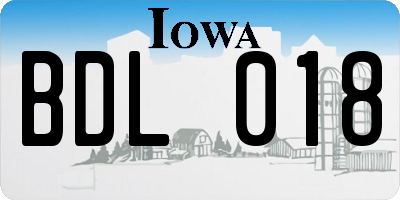 IA license plate BDL018
