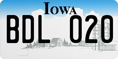 IA license plate BDL020