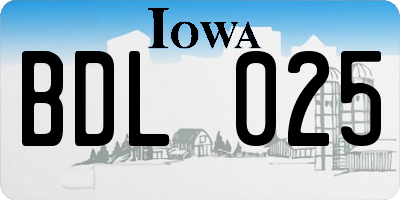 IA license plate BDL025