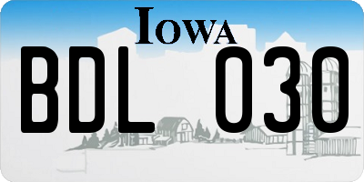 IA license plate BDL030