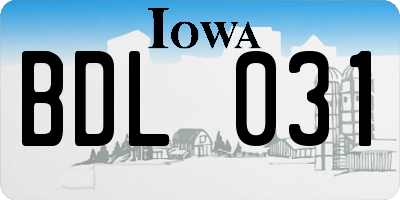 IA license plate BDL031