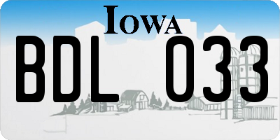 IA license plate BDL033