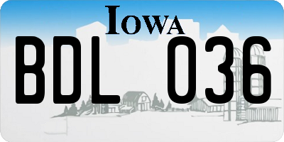 IA license plate BDL036