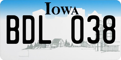 IA license plate BDL038