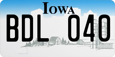 IA license plate BDL040