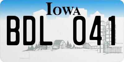 IA license plate BDL041