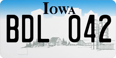 IA license plate BDL042