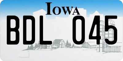 IA license plate BDL045