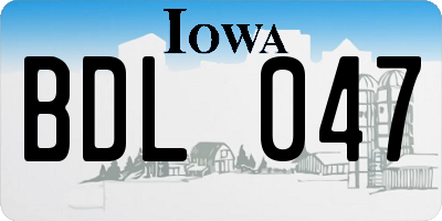 IA license plate BDL047