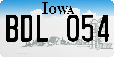 IA license plate BDL054
