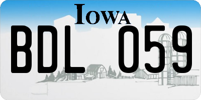 IA license plate BDL059