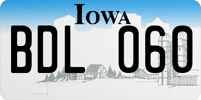 IA license plate BDL060