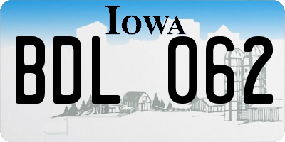 IA license plate BDL062