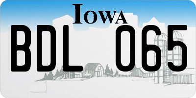 IA license plate BDL065