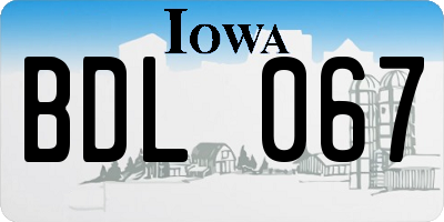 IA license plate BDL067