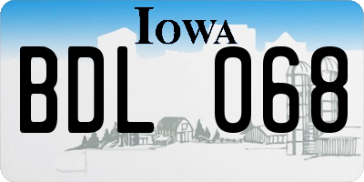 IA license plate BDL068