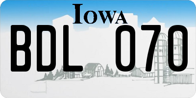 IA license plate BDL070