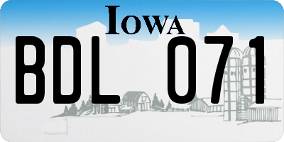 IA license plate BDL071