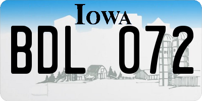 IA license plate BDL072