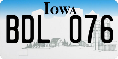 IA license plate BDL076