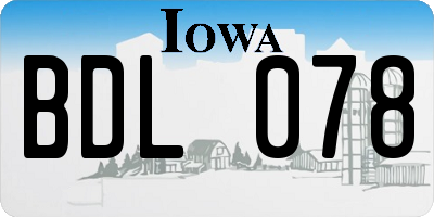 IA license plate BDL078