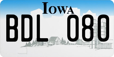 IA license plate BDL080