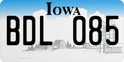 IA license plate BDL085