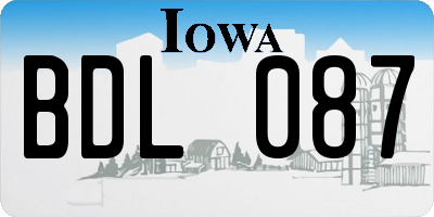 IA license plate BDL087